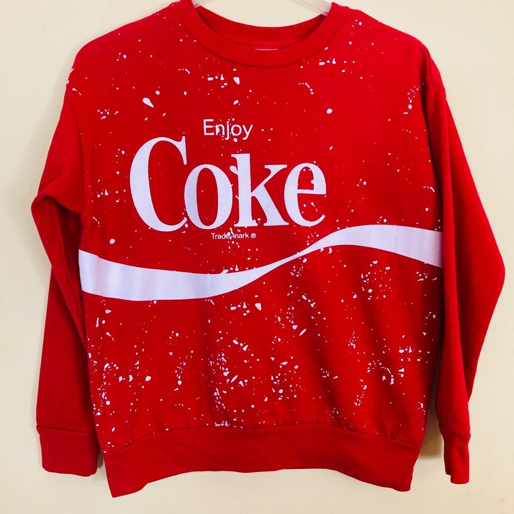 Coca Cola Coke Paint Splatter Women’s Sweatshirt Medium as is back has marks